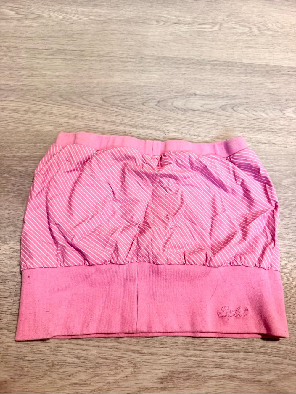 split Pink Ruched Striped Tube top - Picture 2 of 2